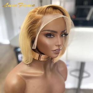 Pelucas de Cabello Humano Peruano Corto Tipo Bob Sin Pegamento, Peluca de Cabello Humano Rizado 613 Tipo Bob, Pelucas Cortas Tipo Bob de Cabello Humano Virgen Peruano - Product Image 1