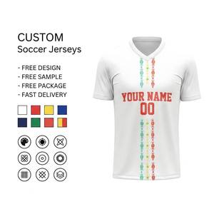 Maillot de football personnalisé avec drapeau national, séchage rapide, respirant, polyester, sublimation 3D, broderie du nom et du numéro de l'équipe, tenue de match - Product Image 1