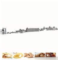 Complete productielijn voor tarwe-snacks en roomgevulde rijstpuffjes, inclusief een tweeschroefsextrusie-machine