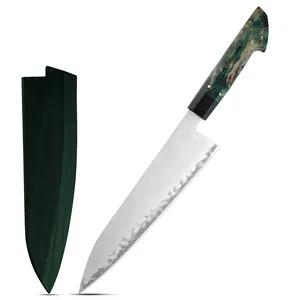 수제 주방 요리사 칼 일본 탄소강 요리사 칼 산마이 VG10 안정화 된 나무 손잡이가있는 요리사 칼