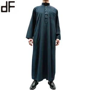 customized stand up collar with buttons and pockets thawb solid color arabia men's thobe latest designs thobe jubah for men