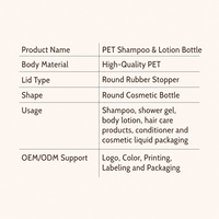 Bouteille de lotion et de shampoing en PET de haute qualité, couleur personnalisée, de différentes spécifications, fabriquée par Futen Factory