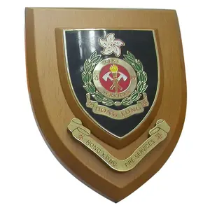 Shield With Metal Plate Trophy Award Custom Bespoke Logo Promotional Business Gift Decoration Hand Craft Plaque