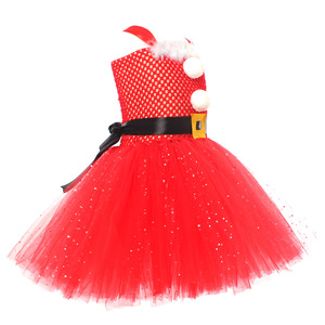 Disfraz de Papá Noel para Niñas, Vestido de Princesa de Tul para Fiesta, Vestido de Tutú Rojo Brillante para Navidad, Traje para Actuación en Escenario - Product Image 2