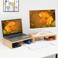 Support de rangement de bureau polyvalent en bois pour support de moniteur d'ordinateur de bureau à domicile avec organisateurs de tiroirs pour bureaux