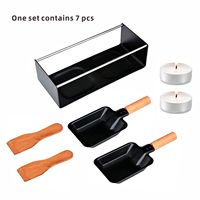 Vente chaude manche en bois antiadhésif Mini CheeseTea Light Raclette Grill Set avec spatule pour l'extérieur