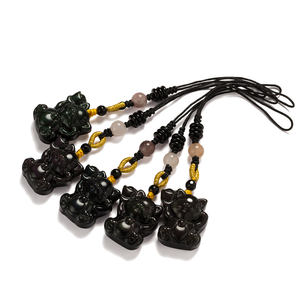 Llavero con <span class=keywords><strong>Colgante</strong></span> de Gato de Obsidiana Negra Natural, Cristal Curativo, Gema, <span class=keywords><strong>Lingote</strong></span> de <span class=keywords><strong>Oro</strong></span>, <span class=keywords><strong>Colgante</strong></span> para Teléfono Móvil, Gato de la Suerte - Product Image 1