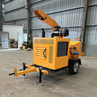 Broyeur de bois diesel multi-usages Broyeur de bois mobile monté sur pneu Broyeur de branches de noix de coco