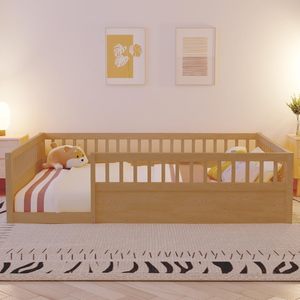 <span class=keywords><strong>Lit</strong></span> Montessori en <span class=keywords><strong>bois</strong></span> pour enfants avec porte de sécurité pour chambre, salon ou école-Construction intégrale - Product Image 6