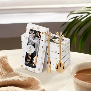Juego de tenedores y cucharas de boda Cucharadita de café con caja de regalo Boda Baby Shower Regalo de devolución Decoración de fiesta de té Favores <span class=keywords><strong>para</strong></span> <span class=keywords><strong>invitados</strong></span> - Product Image 3