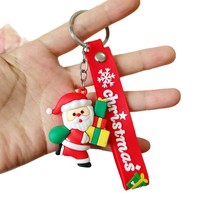 Porte-clés en plastique de Noël créatif, dessin animé, Père Noël, bonhomme de neige, renne, sapin de Noël, style américain, mini cadeau