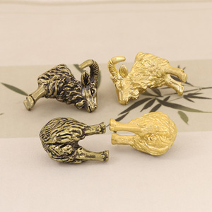 Poignée de porte en laiton créative tête de mouton et queue de mouton signifiant un début et une fin, poignée de tiroir. - Product Image 3