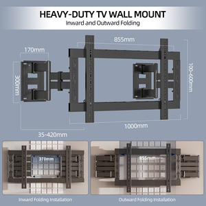 Support mural universel robuste à mouvement complet de l'usine HILLPORT <span class=keywords><strong>pour</strong></span> téléviseurs de 55 à 120 pouces, environnements industriels - Product Image 2