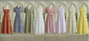 Vestido Floral de Verano para Adultos, Estilos Variados, Envío Aleatorio, Transpirable, Cintura Ajustada, Largo Medio, Vestido para Mujer, Venta al por Mayor - Product Image 1