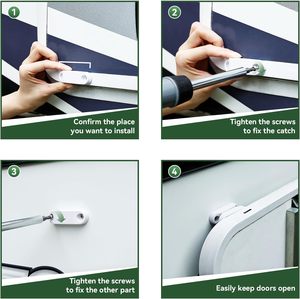 Loquet magnétique pour porte de camping-car et porte de remorque, maintien ouvert, avec fixation par vis (blanc, 4 paires) - Product Image 5