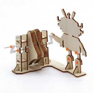 Kit de modèle de robot en bois, assemblage manuel, jouet éducatif scientifique pour enfants de 7 à 9 ans, forme de dessin animé, sans batterie - Product Image 3