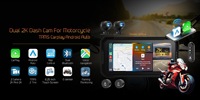 Arvov Navigateur GPS pour moto 8,1 pouces 2K avec double caméra embarquée sans fil CarPlay Android Auto et système de surveillance de la pression des pneus TPMS