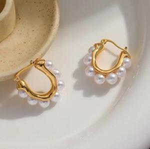Pendientes de Aro en Forma de U con Perlas de Imitación, Estilo Coreano, Modernos y Elegantes, Accesorios de Joyería Fina para Mujer - Product Image 5