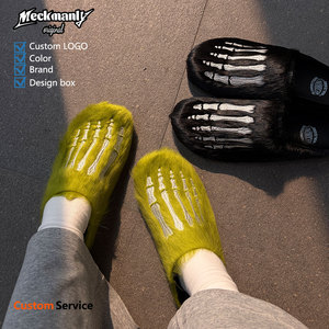 Pantuflas de alta calidad con soporte para el arco del pie para hombre y mujer, pantuflas nuevas personalizadas de fábrica, de cuero de gamuza y piel. - Product Image 6