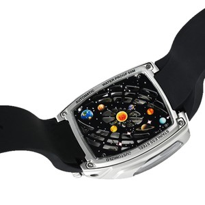<span class=keywords><strong>Reloj</strong></span> de Lujo Personalizado para <span class=keywords><strong>Hombre</strong></span>, Mecánico Automático, Resistente al Agua, con Correa de Silicona Morada, Esfera Esqueleto, Manecillas Luminosas, Diseño Planetario <span class=keywords><strong>Solar</strong></span> - Product Image 6