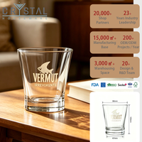 Verre à cocktail cannelé personnalisé avec logo, base lourde, transparent, pour vermouth et whisky, compatible lave-vaisselle