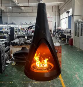 CRUISE Cuivre-rouge Suspendu Dimensions personnalisées Coin <span class=keywords><strong>Cheminée</strong></span> à bois à <span class=keywords><strong>foyer</strong></span> <span class=keywords><strong>ouvert</strong></span> Hall commercial <span class=keywords><strong>Cheminée</strong></span> ronde à conduit droit - Product Image 4