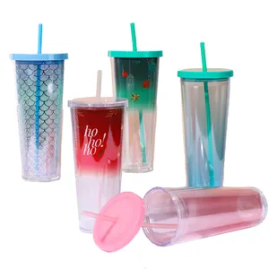 Fabrieksverkoop 24Oz Gezonde Bubble Thee Tumbler Herbruikbare Plastic Melk Theekop Met Rietjes Voor Terug Naar School