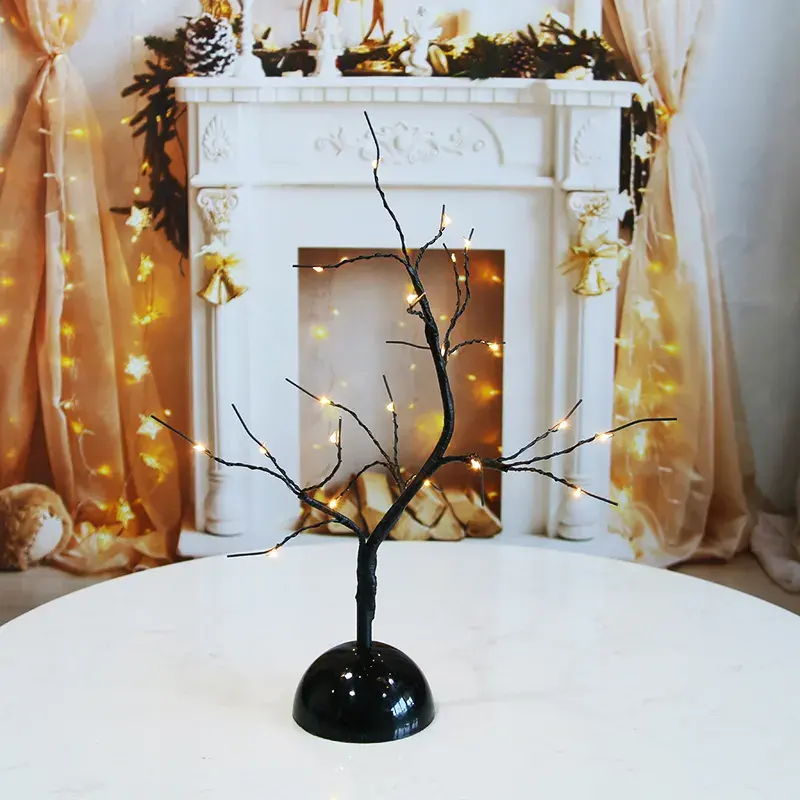 H:40cm 18L blanco cálido LED iluminado árbol de cono de Navidad para decoración de Navidad para mesa luz interior