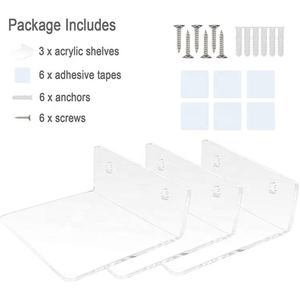 Étagère en acrylique transparent personnalisé Mur flottant <span class=keywords><strong>invisible</strong></span> Petites étagères murales adhésives Présentoir en acrylique à 3 rebords Utilisation flexible - Product Image 2