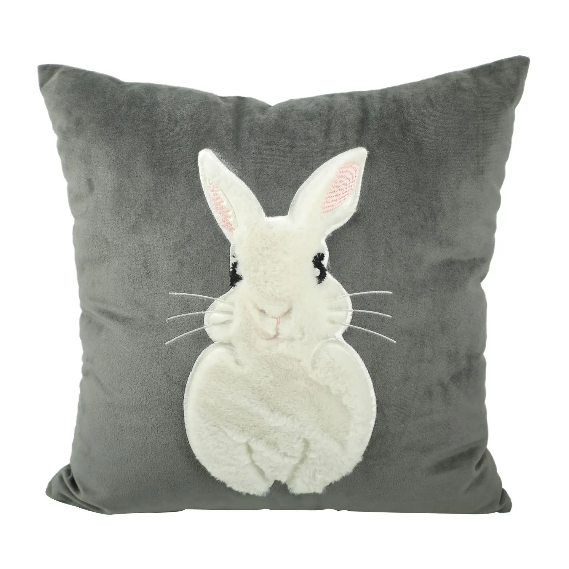 Wholesale Soft Rabbit Embroidery Throw Velvet Pillow Cases Cushion Cover