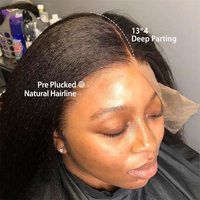 Peluca de Cabello Humano Liso Kinky Vietnamita 13x4 13x6, Pelucas Frontales de Encaje Liso Yaki para Mujeres Negras, Peluca Virgen Sin Pegamento