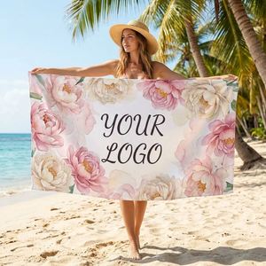 Toalla de Playa Personalizada de Gran Tamaño, 100% Algodón, Impresa por Sublimación, de Alta Calidad, con Logotipo - Product Image 1