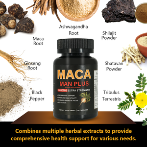 Chinaherbs tự nhiên hip mông BBL Maca gốc bột thuốc tăng năng lượng và sức sống cộng với viên nang gốc Maca đen cho nam giới phụ nữ - Product Image 3