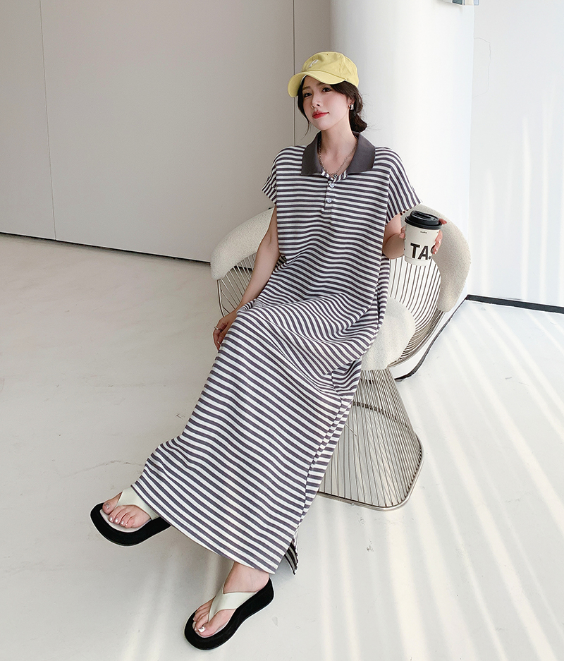 Western Women's Summer Blank Dress Long Tee Shirts Girls Casual Plus Size  Loungewear Patchwork Striped Maxi T Shirt Dresses| Alibaba.com