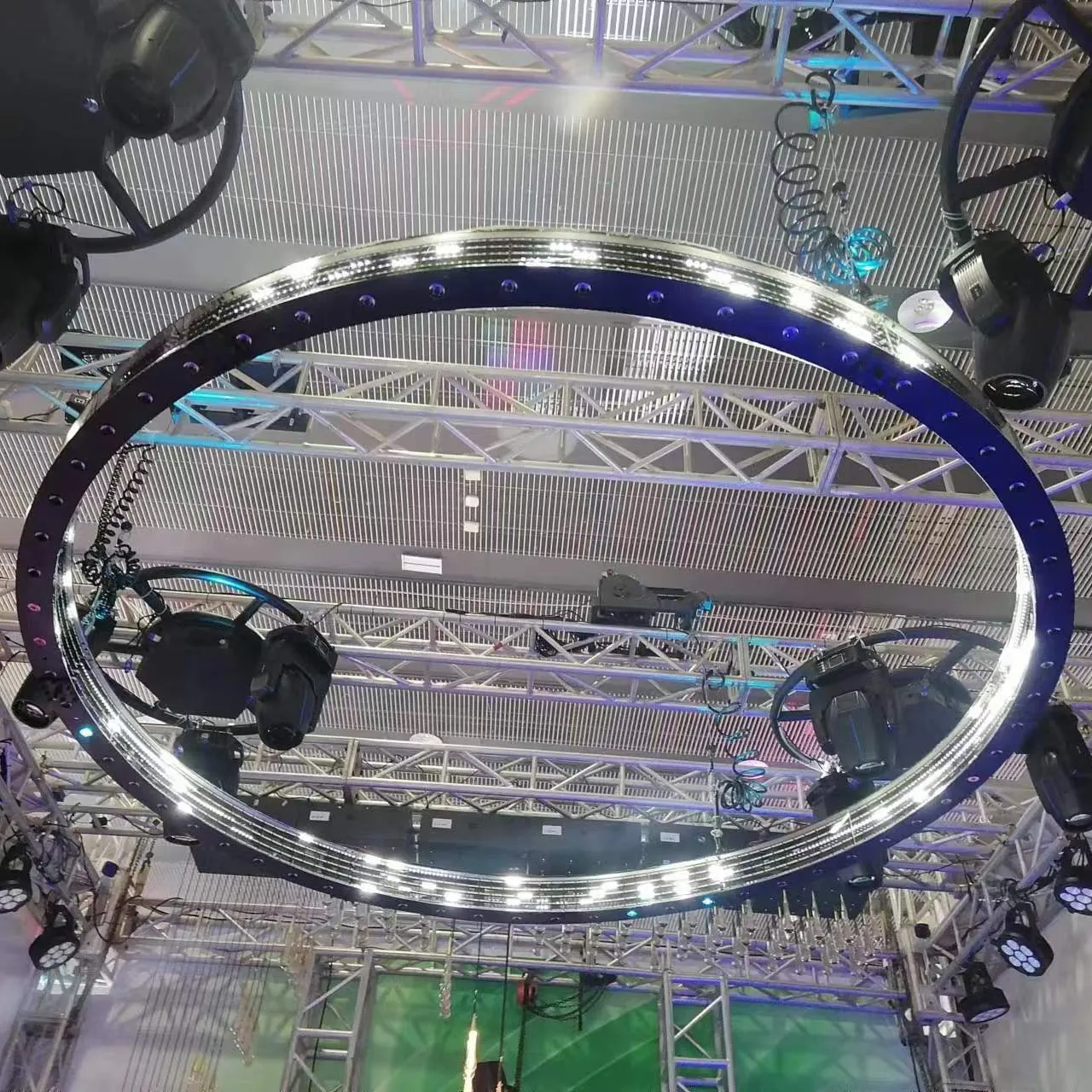 DMX Kinetic เครื่องกว้านยก LED วงแหวนวงกลมส่องแสง