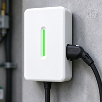 Chargeur mural AC 7 kW, station de recharge simple pour voiture électrique avec lumière LED verte, câble Type 2, étanche IP65, utilisation en extérieur