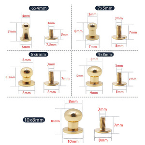 หมุดตกแต่งทองเหลือง 6x4มม. 7x5มม. 8x6มม. 9x8มม. 10x8มม. แบบหัวเดียว สำหรับงาน DIY อุปกรณ์เย็บผ้า - Product Image 1