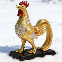 Figurine en résine de coq doré, statue de poulet porte-bonheur, ornement de décoration Feng Shui pour la maison, porte-bonheur et décoration de table