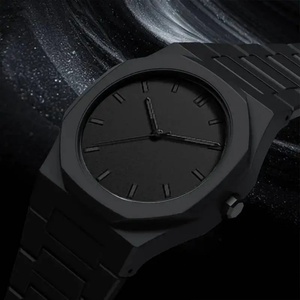 Reloj octogonal minimalista de acero inoxidable negro, reloj de pulsera de cuarzo con brazalete integrado para hombre - Product Image 4