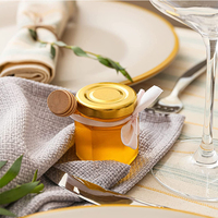 Botol Madu Mini Heksagonal 45ml 1.5oz 50ml dengan Pengaduk Kayu, Tali Jute, Botol Kaca Kecil untuk Hadiah Pernikahan