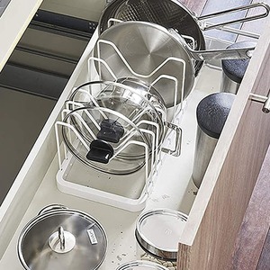 Imported Retractable Storage Shelf for Kitchen Adjustable Gap <strong>Pan</strong> Cover Rack for <strong>Drawer</strong> Use with Frying <strong>Pan</strong> - Product Image 2