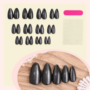 <span class=keywords><strong>Uñas</strong></span> Postizas de Almendra <span class=keywords><strong>Negras</strong></span> con Efecto Ojo de Gato, 24 Piezas, <span class=keywords><strong>Uñas</strong></span> Acrílicas Personalizadas, <span class=keywords><strong>Uñas</strong></span> Adhesivas de Presión - Product Image 4
