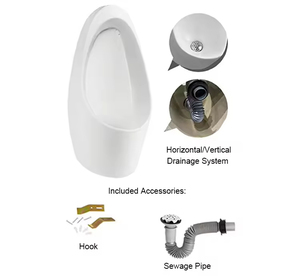 Orinatoio in Ceramica Moderno di Alta Qualità, Montaggio a Parete con Scarico a Sifone, <span class=keywords><strong>per</strong></span> Bagni Maschili, Facile da Pulire, <span class=keywords><strong>per</strong></span> Appartamenti e Scuole - Product Image 2