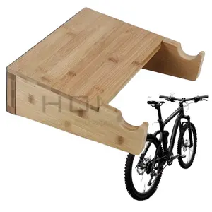 가정 또는 아파트 용 대나무 벽 소형 자전거 랙 자전거 벽 걸이 선반이있는 도로 자전거 벽걸이