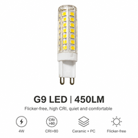 Ampoule LED G9 4W 220-240V Céramique PC 450LM 2700K/6000K 45SMD 360° Sans Scintillement Remplace les Halogènes CE LVD RoHS Résidentiel