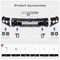 Pare-chocs avant en acier robuste CZX pour F150 2021-2023, avec feux LED, revêtement noir, crochet de remorquage compatible avec le treuil