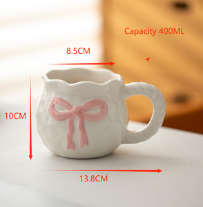 Custom Ceramic pink Bow Cup Porcelain pink Bowknot <strong>Coffee</strong> <strong>Mug</strong> with 400ML Capacity for Sale - Product Image 6