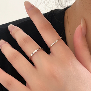 925 Sterling Silver Wave Shaped <b>Open</b> Index <b>Ring</b> For Women Minimalist Style Everyday Wear - Product Image 3
