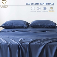 Parure de draps Bedsure moderne de luxe en bambou tissé rafraîchissant 100% antibactérien uni 300TC 4 pièces avec poches profondes de 18 pouces