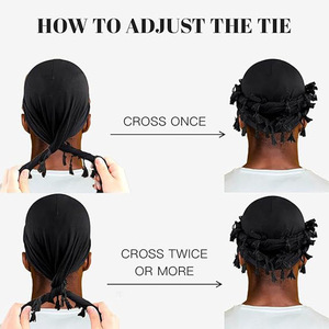 HZM-23207 Turbante Foderato in Raso per <span class=keywords><strong>Uomo</strong></span>, Copricapo Pre-Annodato in Seta per Onde, Trecce e Cura dei <span class=keywords><strong>Capelli</strong></span> - Product Image 3